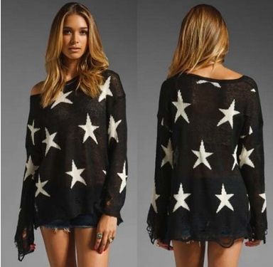 Blusa mangas compridas stars preta.
