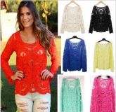 Blusa em "renda guipir". cores