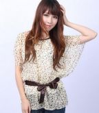 Blusa fina creme de bolinhas marrons