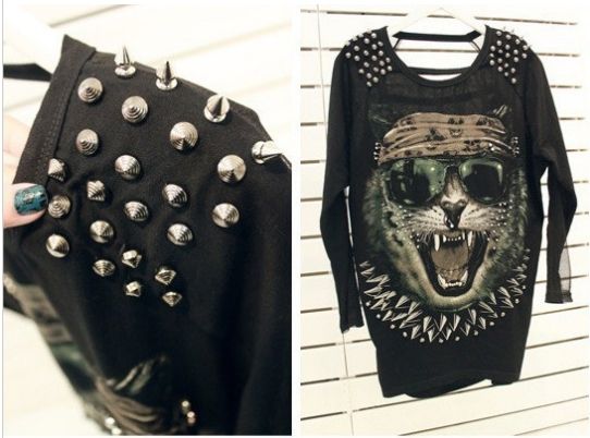 Blusa de mangas compridas rock tiger.