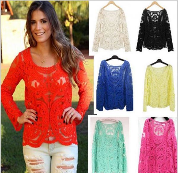 Blusa em "renda guipir". cores